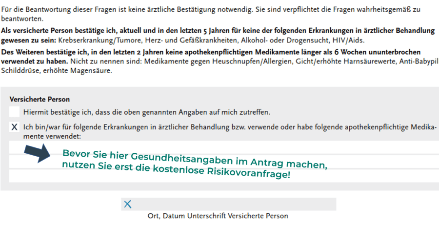Antrag Gesundheitsfrage